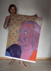 Self Portrait as Affinity, 2024, 76x112cm, reduction woodcut